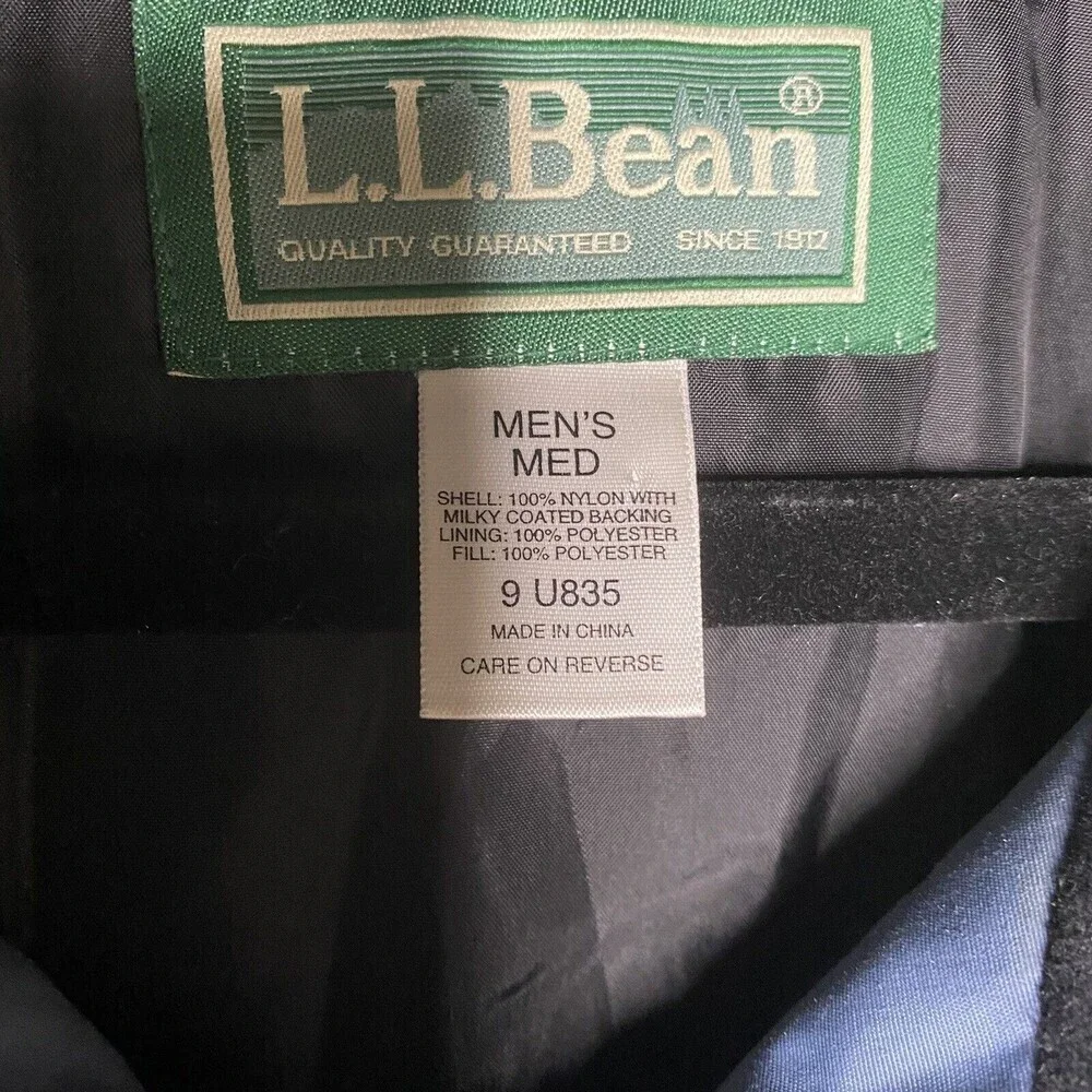 LL Bean Mens Sz Medium Jacket Fleece Lined Blue Bomber Coat
